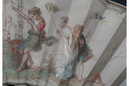 Attraper l’amour, éventail de Lasellaz fin XIXème siècle