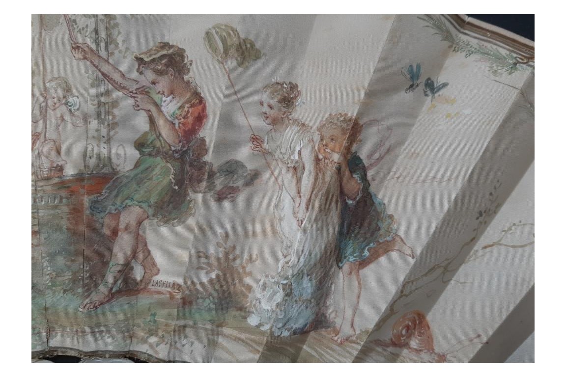 Catching love, Lasellaz fan, late 19th century