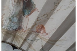 Attraper l’amour, éventail de Lasellaz fin XIXème siècle