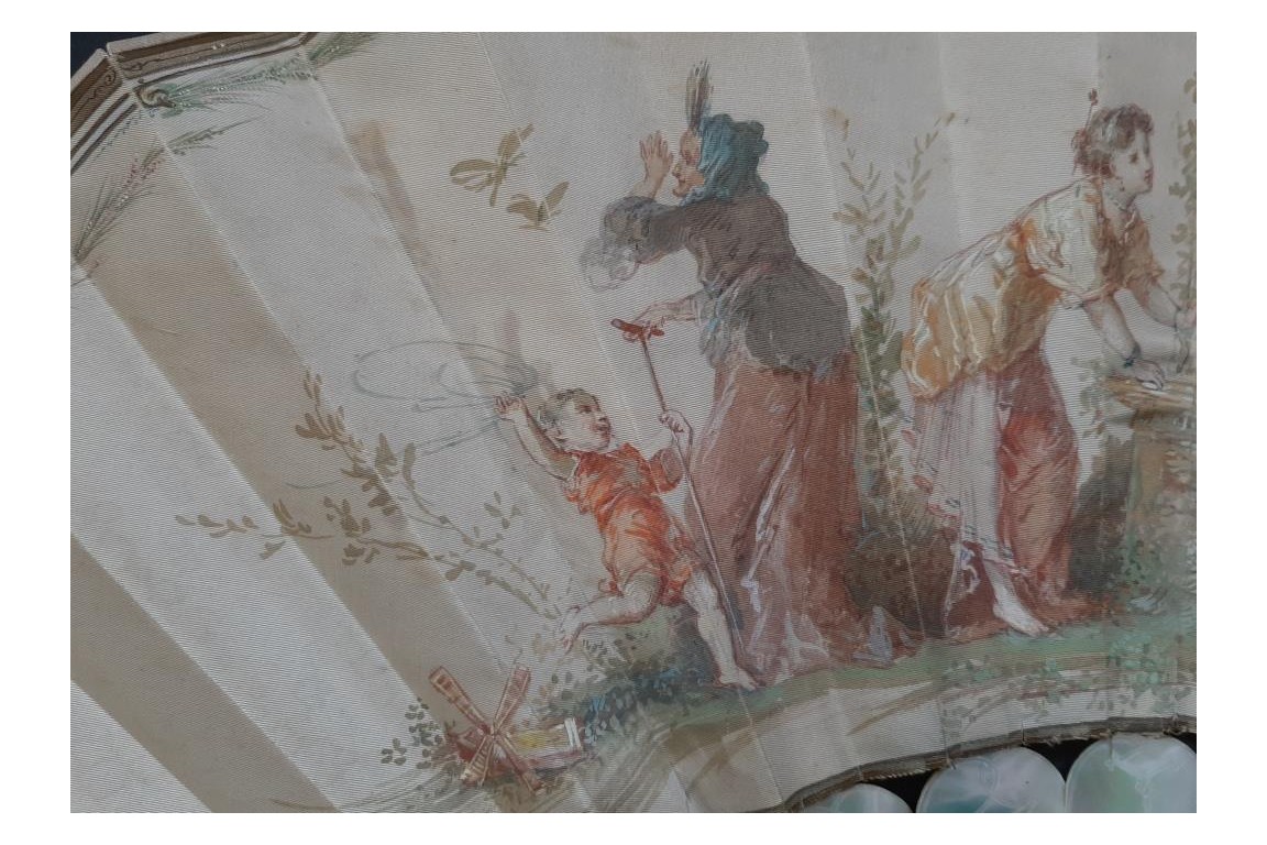Attraper l’amour, éventail de Lasellaz fin XIXème siècle Attraper l’amour, éventail de Lasellaz fin XIXème siècle
