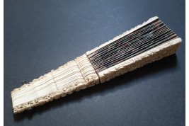 American and European trading posts in Canton, Chinese fan, circa 1847-1856