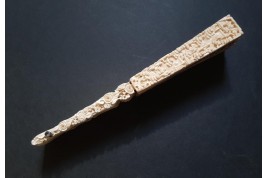 American and European trading posts in Canton, Chinese fan, circa 1847-1856