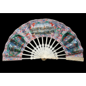 American and European trading posts in Canton, Chinese fan, circa 1847-1856