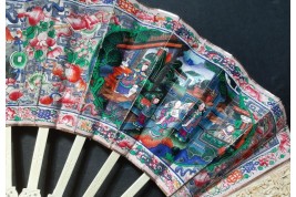 American and European trading posts in Canton, Chinese fan, circa 1847-1856