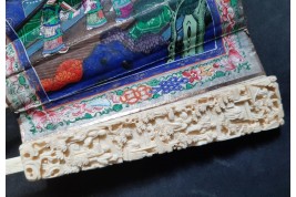 American and European trading posts in Canton, Chinese fan, circa 1847-1856