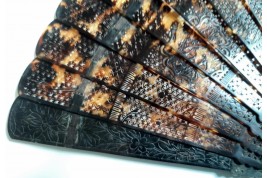 Geometric tortoiseshell fan, 19th century, China