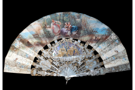 Young girls in bloom and swing, fan by Masly Dubois-Davesnes circa 1865