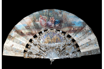 Young girls in bloom and swing, fan by Masly Dubois-Davesnes circa 1865