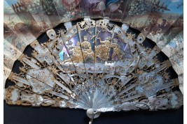 Young girls in bloom and swing, fan by Masly Dubois-Davesnes circa 1865