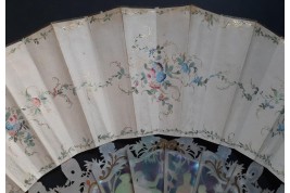 Young girls in bloom and swing, fan by Masly Dubois-Davesnes circa 1865