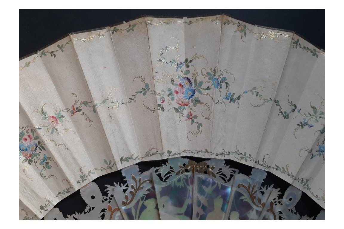 Young girls in bloom and swing, fan by Masly Dubois-Davesnes circa 1865