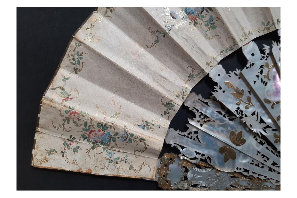 Young girls in bloom and swing, fan by Masly Dubois-Davesnes circa 1865
