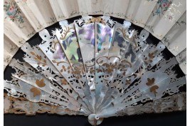 Young girls in bloom and swing, fan by Masly Dubois-Davesnes circa 1865