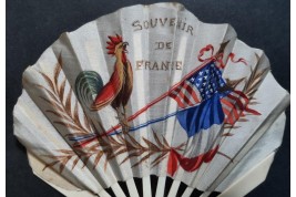 Les Etats Unis alliés de la France, éventail d'enfant Première Guerre Mondiale