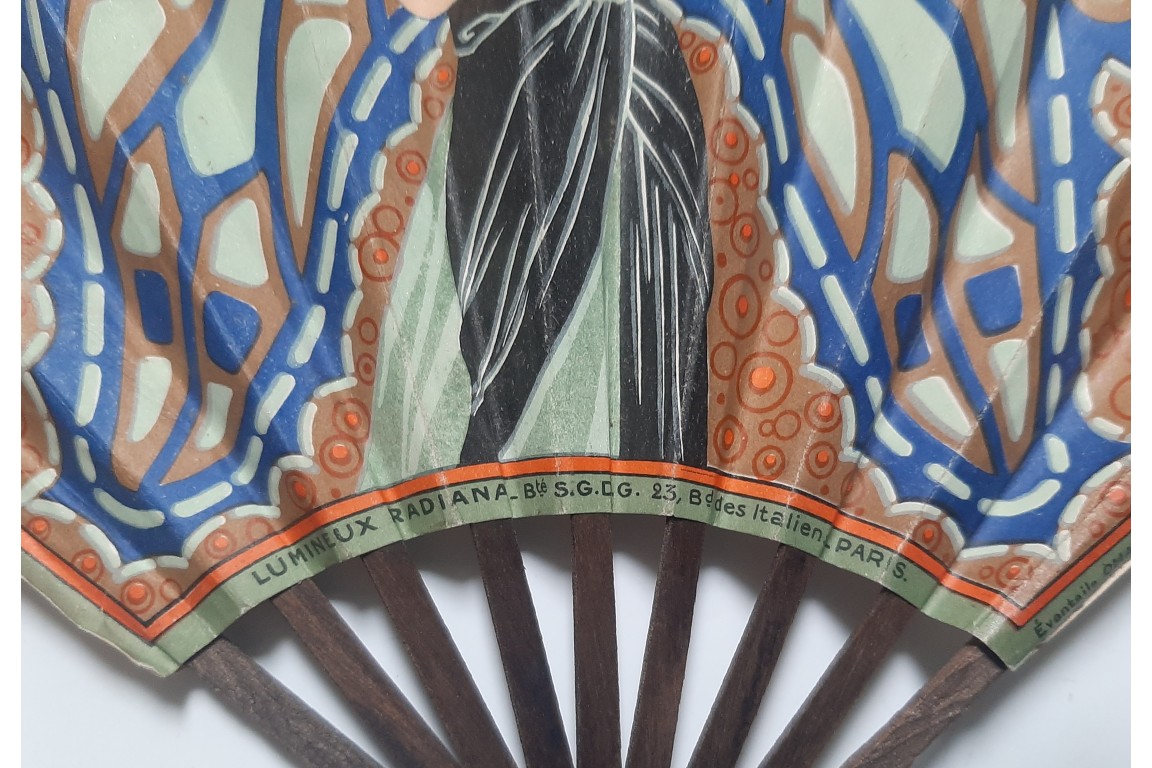Lumineux Radiana, éventail publicitaire phosphorescent, vers 1925