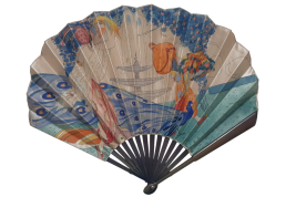 The Oriental Woman with bird of Paradise and Pageboy, fan by Umberto Brunelleschi, circa 1925