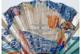 The Oriental Woman with bird of Paradise and Pageboy, fan by Umberto Brunelleschi, circa 1925
