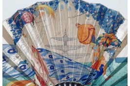 The Oriental Woman with bird of Paradise and Pageboy, fan by Umberto Brunelleschi, circa 1925