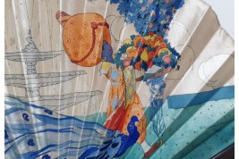 The Oriental Woman with bird of Paradise and Pageboy, fan by Umberto Brunelleschi, circa 1925