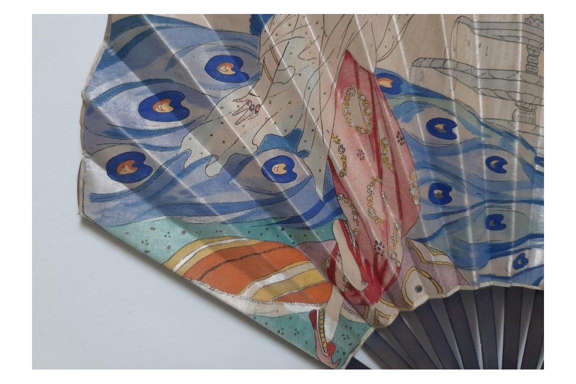 The Oriental Woman with bird of Paradise and Pageboy, fan by Umberto Brunelleschi, circa 1925