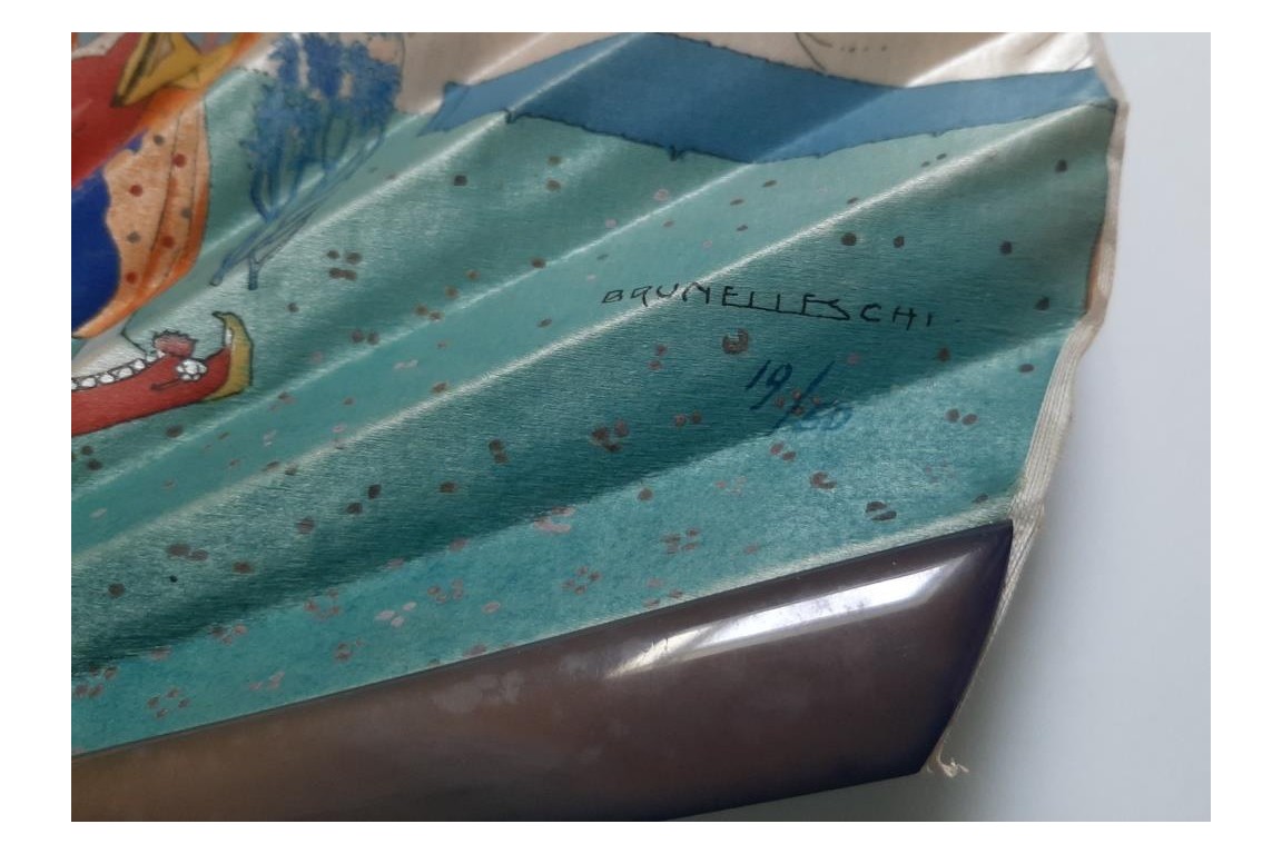 The Oriental Woman with bird of Paradise and Pageboy, fan by Umberto Brunelleschi, circa 1925