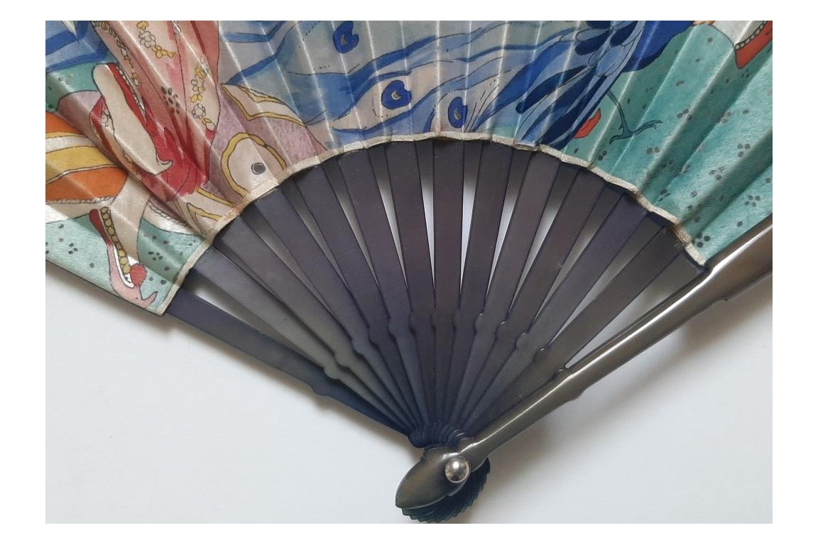 The Oriental Woman with bird of Paradise and Pageboy, fan by Umberto Brunelleschi, circa 1925