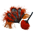Parure orange et noire, éventail et sac vers 1921