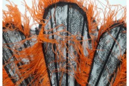 Parure orange et noire, éventail et sac vers 1921