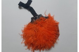 Parure orange et noire, éventail et sac vers 1921