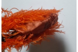 Parure orange et noire, éventail et sac vers 1921