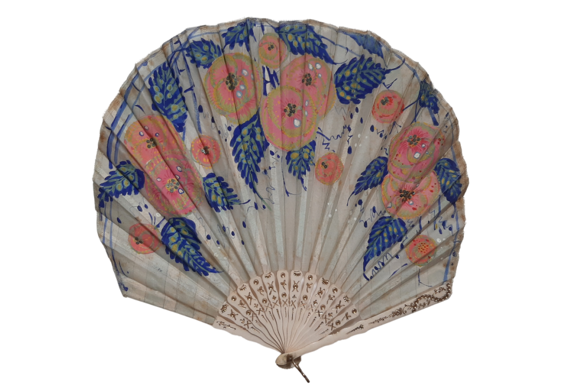 Pink flowers, Art deco fan