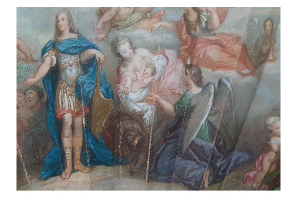 Louis XV giving peace to Europe, fan circa 1860-65