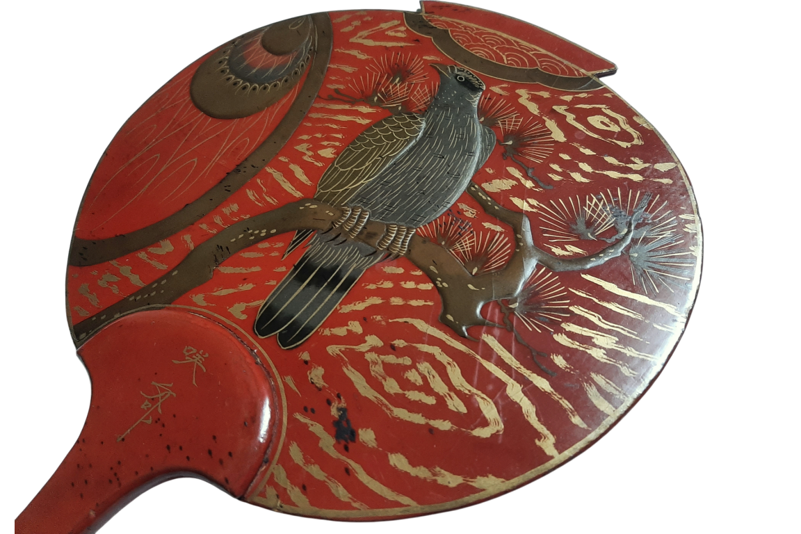 Japanese falcon, Meiji period fixed fan