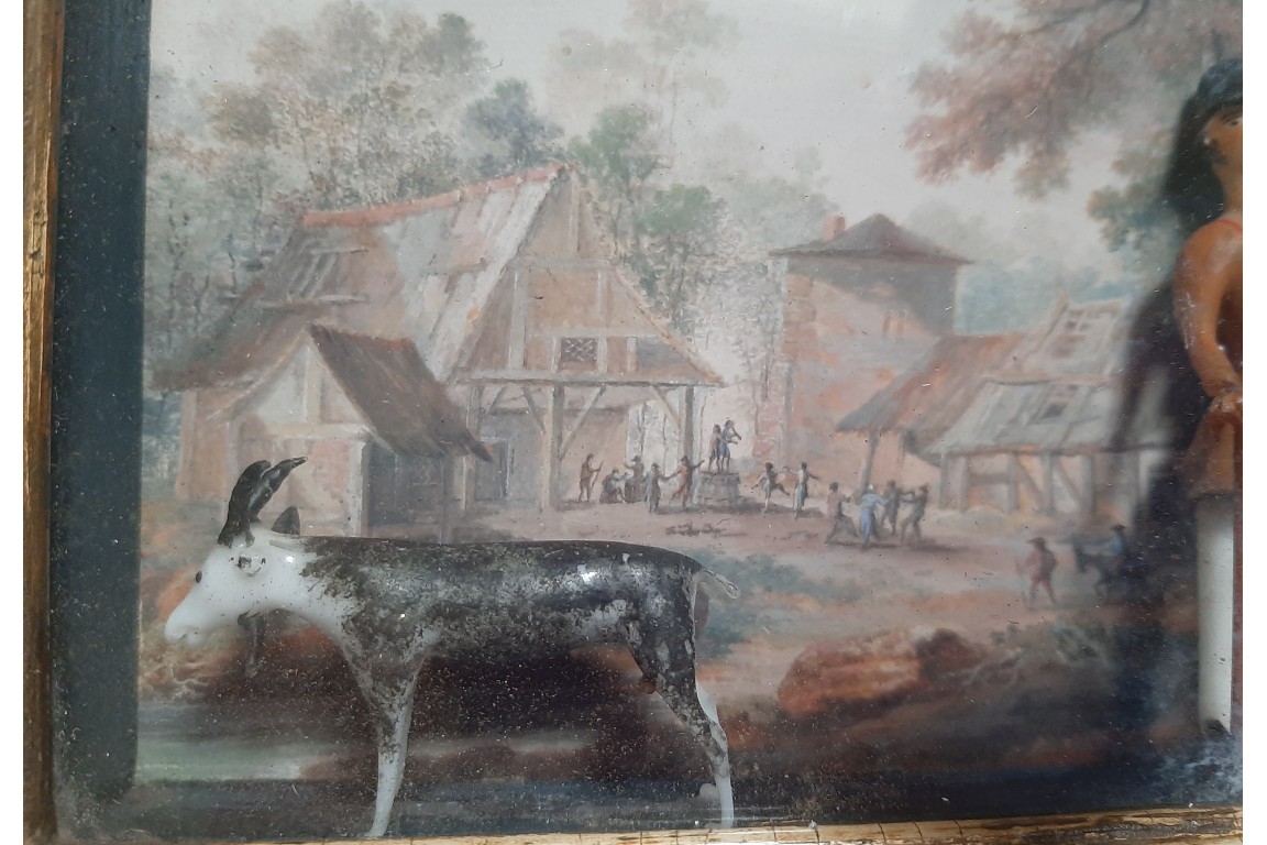 The goat and its shepherd, 18th-century diorama. Nevers ?