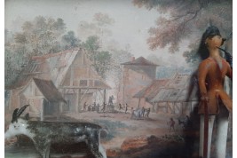 The goat and its shepherd, 18th-century diorama. Nevers ?
