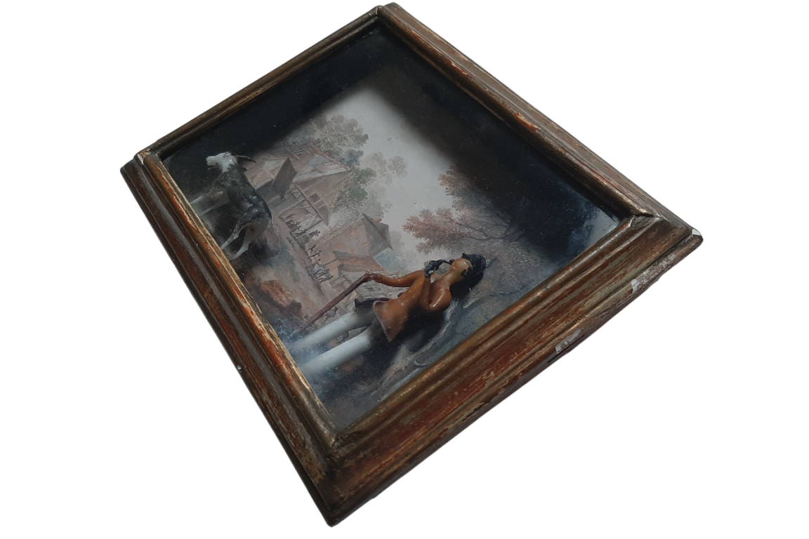 La chèvre et son pâtre, diorama XVIIIe siècle. Nevers ?