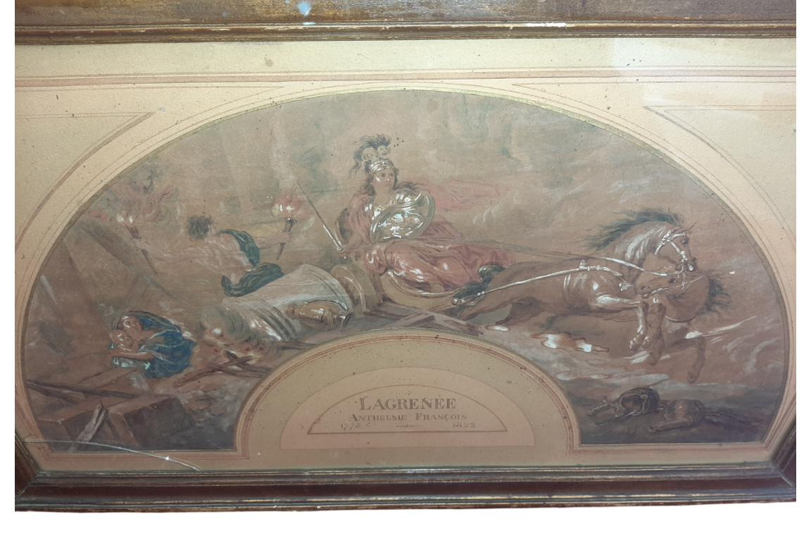 The Horses of Mars. Fan leaf attributed to Lagrénée, late 18th century