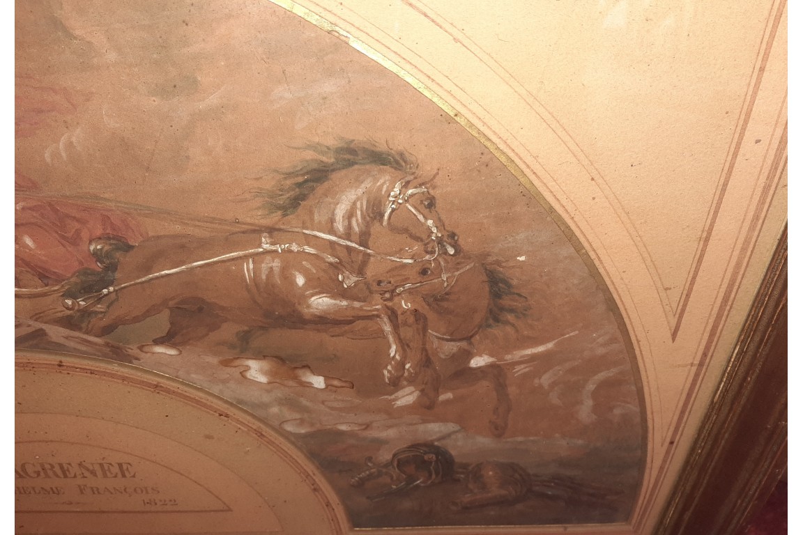 Les chevaux de Mars. Projet d'éventail attribué à Lagrénée, fin 18e siècle