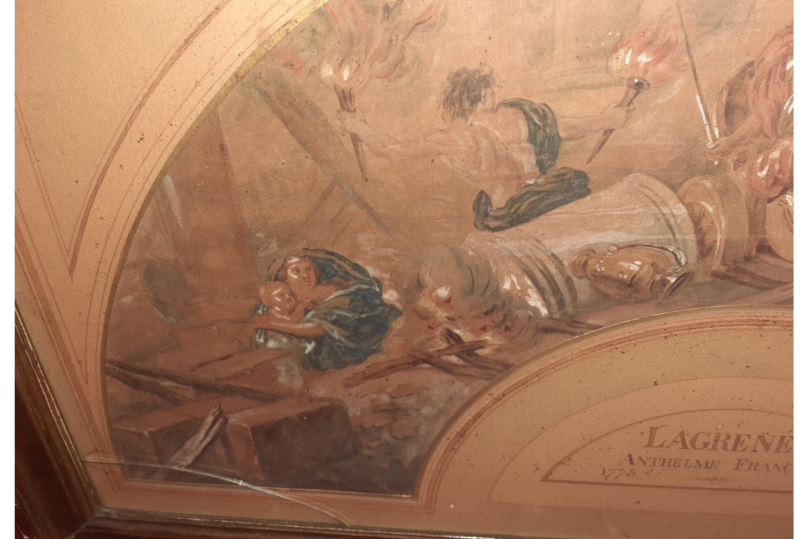 The Horses of Mars. Fan leaf attributed to Lagrénée, late 18th century