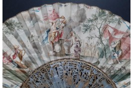 La reconnaissance d'Iphigénie pour une biche, éventail vers 1750