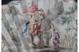 La reconnaissance d'Iphigénie pour une biche, éventail vers 1750
