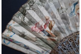 La reconnaissance d'Iphigénie pour une biche, éventail vers 1750