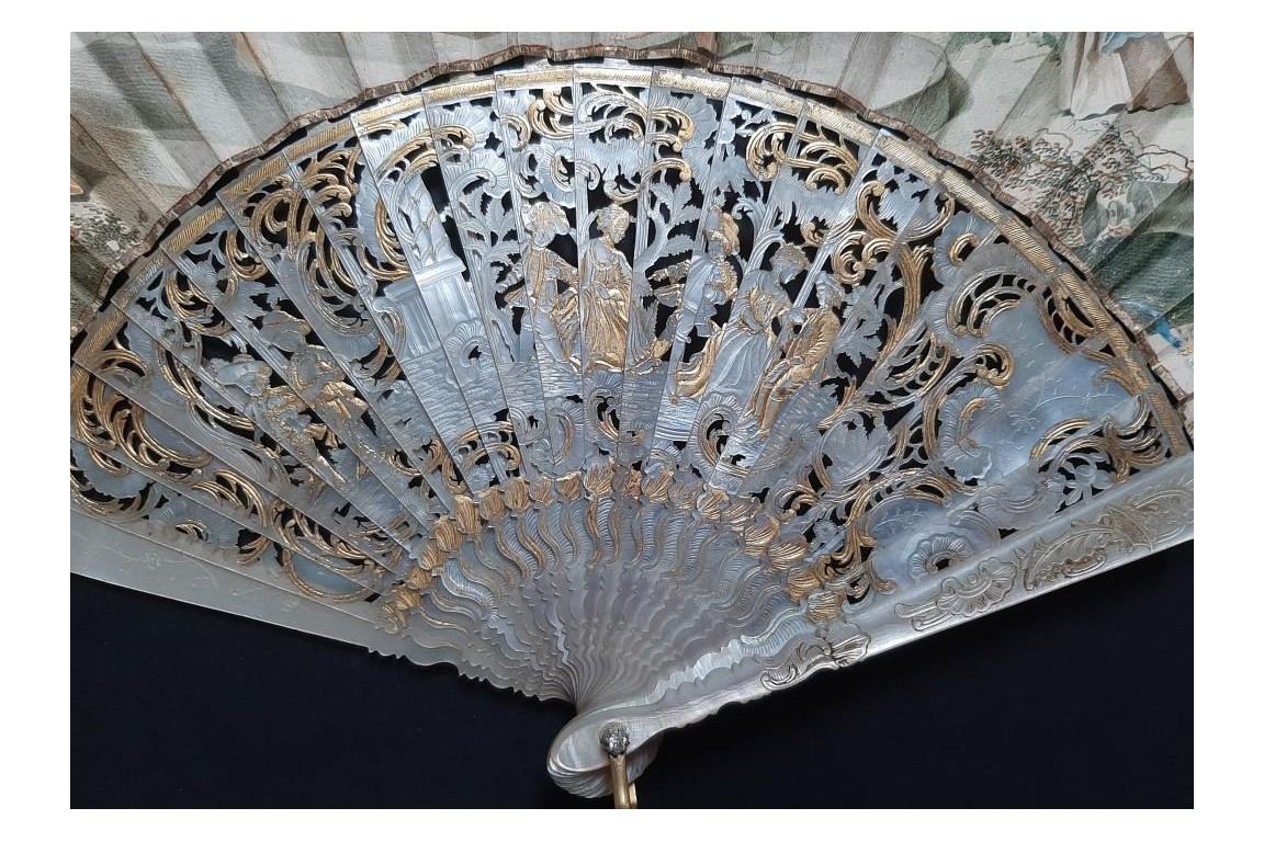 La reconnaissance d'Iphigénie pour une biche, éventail vers 1750