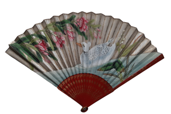Le canard blanc, éventail chinois vers 1800-1820