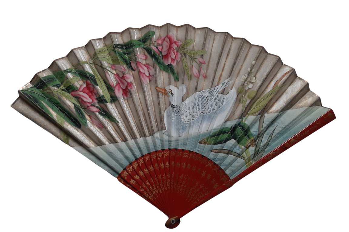 Le canard blanc, éventail chinois vers 1800-1820