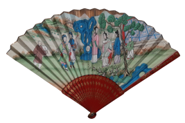 Le canard blanc, éventail chinois vers 1800-1820