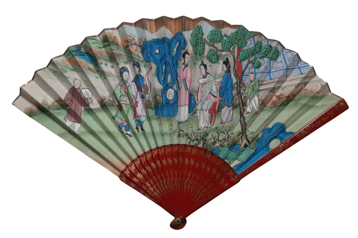 Le canard blanc, éventail chinois vers 1800-1820