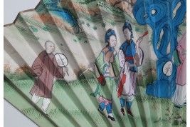 Le canard blanc, éventail chinois vers 1800-1820