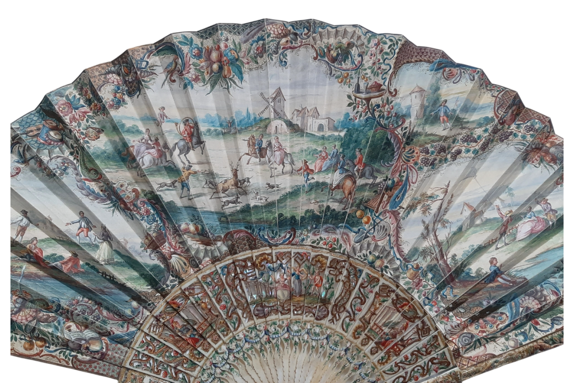 Hunting, fan imitating the 18th century