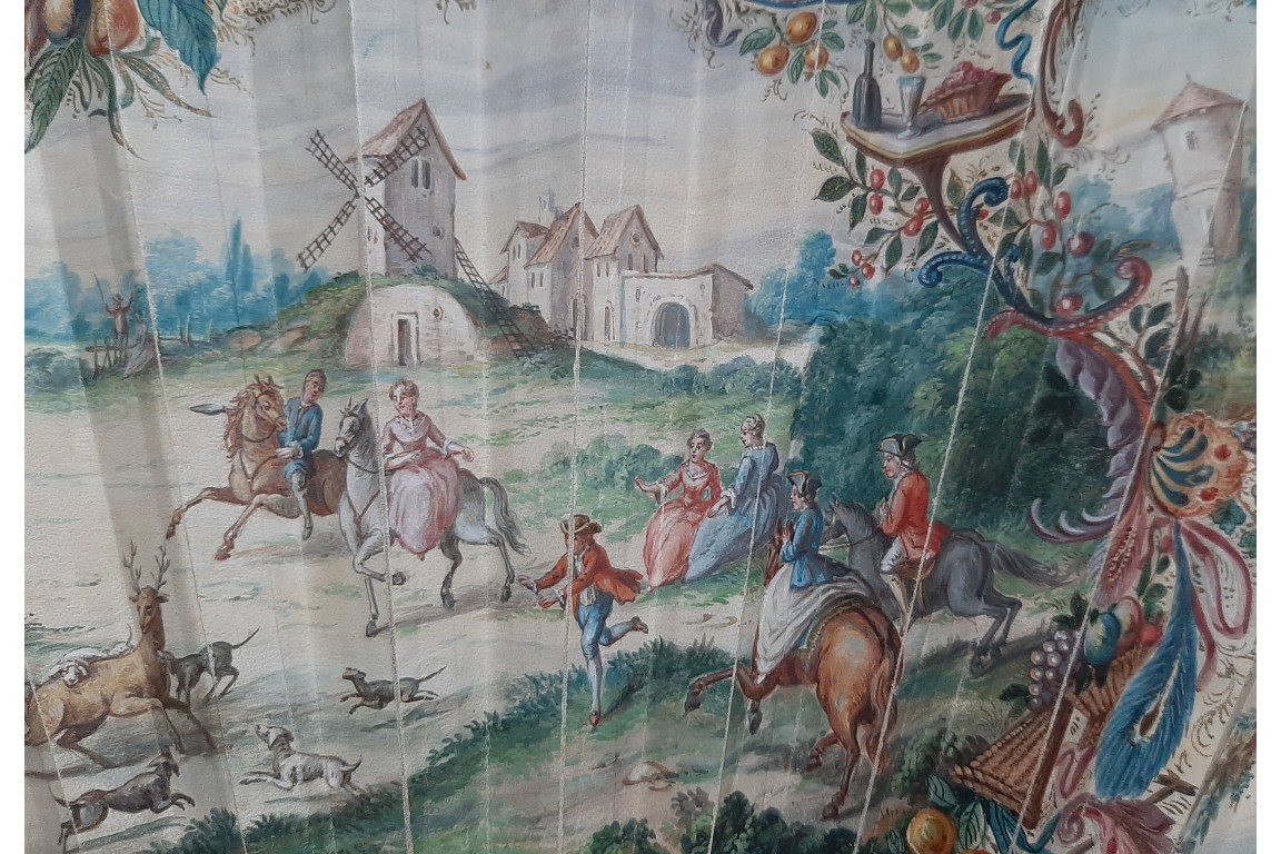 Hunting, fan imitating the 18th century